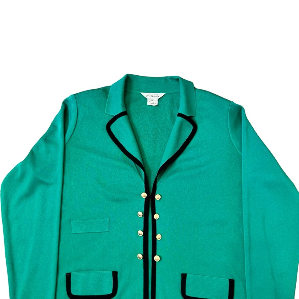 Exclusively Misook Knit Cardigan Blazer Size XL Womens Green Open Front Pockets - Picture 3 of 9